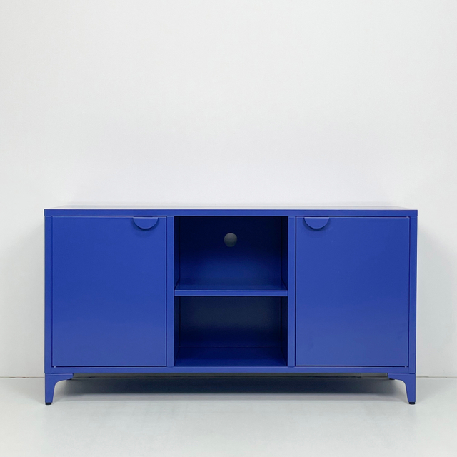 Metal TV Stand with Semi-circular Handle Living Room Storage Sideboard
