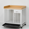 Cold Rolled Steel Pet Crate with Wooden Top