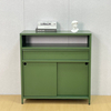 Sliding Metal Door Storage Cabinet KD Knock Down Steel Sideboard with Drawer & Open Compartment
