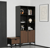 Modern Wood Grain Steel Tall Storage Cabinet