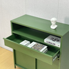 Sliding Metal Door Storage Cabinet KD Knock Down Steel Sideboard with Drawer & Open Compartment