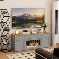 Wooden Dog Crate TV Stand with Storage Drawers