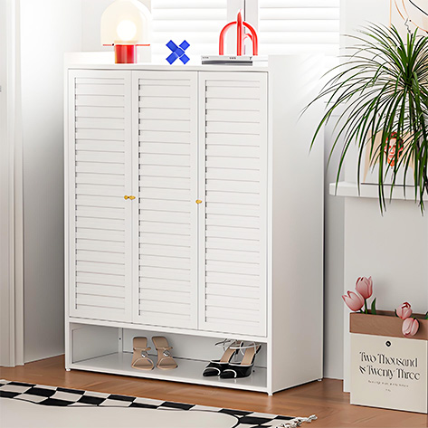 NENH metal shoe cabinet for entryway storage with space saving modern design