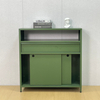 Sliding Metal Door Storage Cabinet KD Knock Down Steel Sideboard with Drawer & Open Compartment