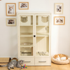 Multi-Level Steel Cat Cage with Storage Drawers & Sisal Scratching Post