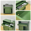 Sliding Metal Door Storage Cabinet KD Knock Down Steel Sideboard with Drawer & Open Compartment