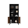 Modern Wood Grain Steel Tall Storage Cabinet