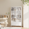 Steel Display Cabinet KD Knock Down Tempered Glass Bookcase with Double Press Doors & Bottom Cabinets