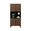 Modern Wood Grain Steel Tall Storage Cabinet