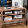 3‑Door Fluted Glass Steel Sideboard Cabinet