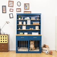 Integrated Dog Kennel with Bookshelf & Storage Drawers