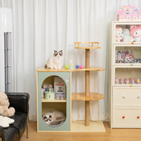 2-in-1 Wooden Cat Tree with Hidden Litter Box Enclosure