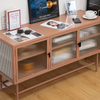 3‑Door Fluted Glass Steel Sideboard Cabinet