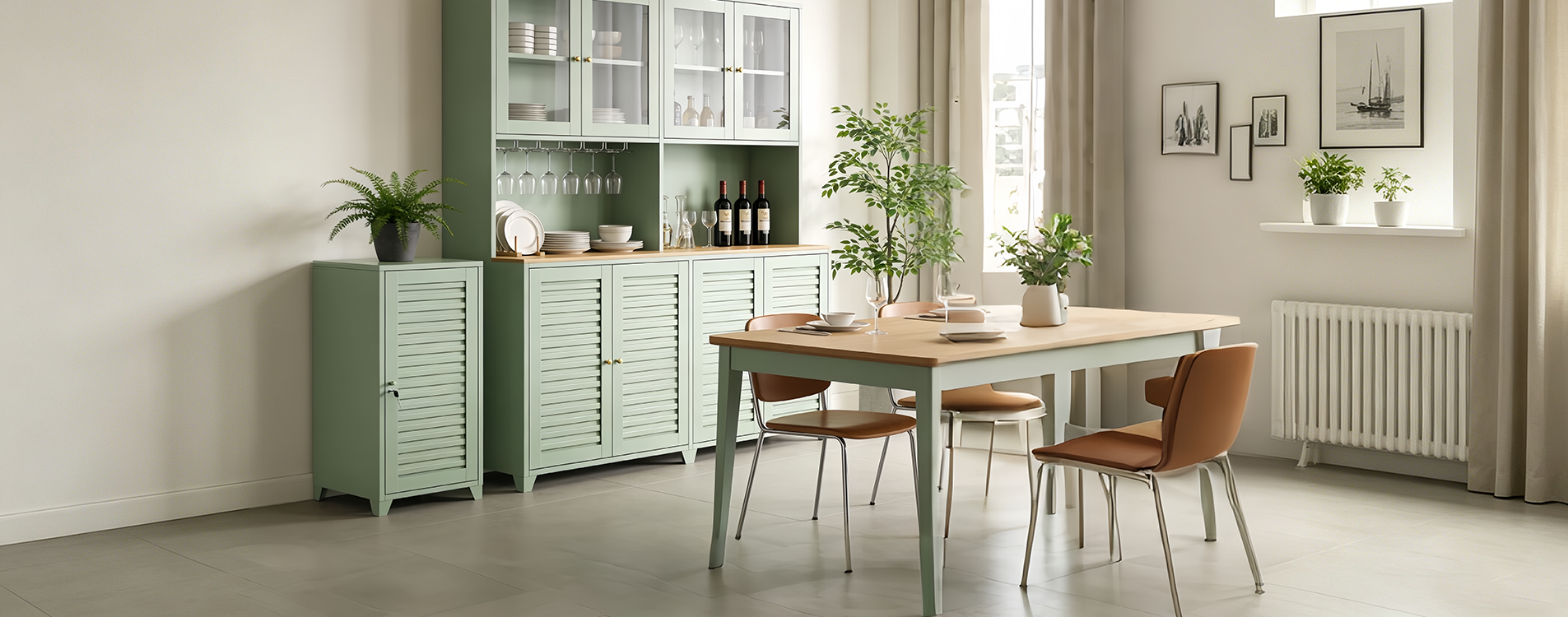 NENH metal storage cabinet for modern kitchen and dining room steel furniture