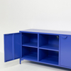 Metal TV Stand with Semi-circular Handle Living Room Storage Sideboard
