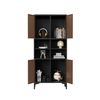 Modern Wood Grain Steel Tall Storage Cabinet