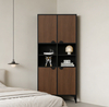 Modern Wood Grain Steel Tall Storage Cabinet